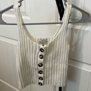 Cream crop top with buttons